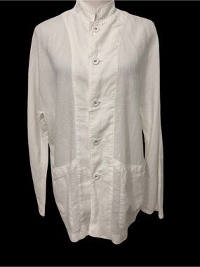 Arts & Science White Linen Coverall Top Jacket SZ 3 = M/L Designer Lagenlook EUC